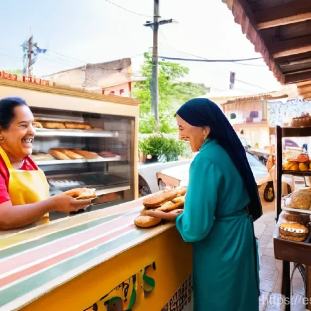 초연결 사회에서 공공의 이익 - **Prompt 1: The Global Echo of a Local Business**
A charming, sun-drenched street in a tradition...