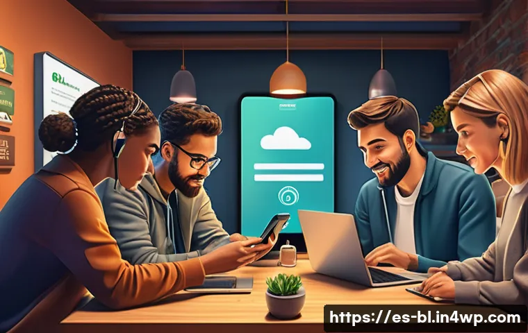 디지털 프라이버시의 윤리적 측면 - A detailed digital illustration of a diverse group of Spanish-speaking people using various devices&mdash;...