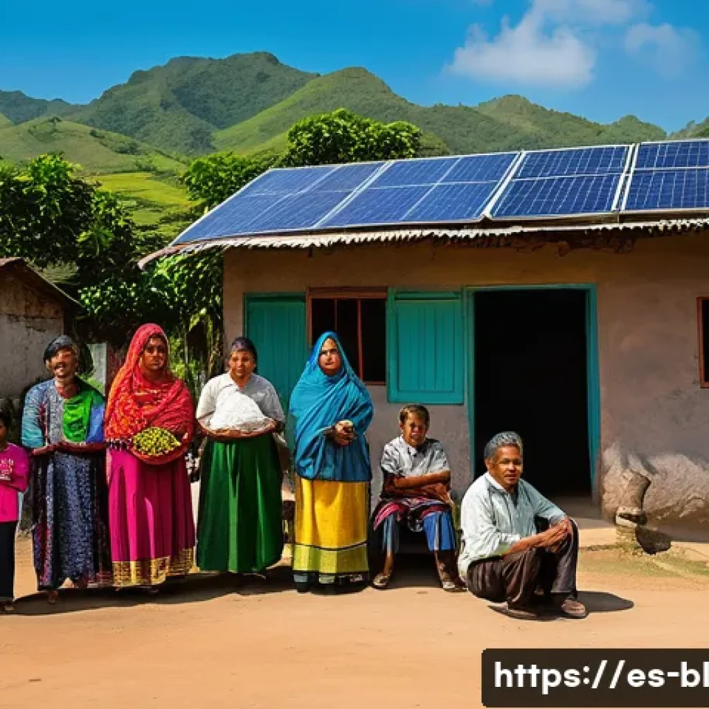 디지털 포용성과 윤리적 과제 - A vibrant rural Latin American community scene illustrating the challenge of limited internet access...