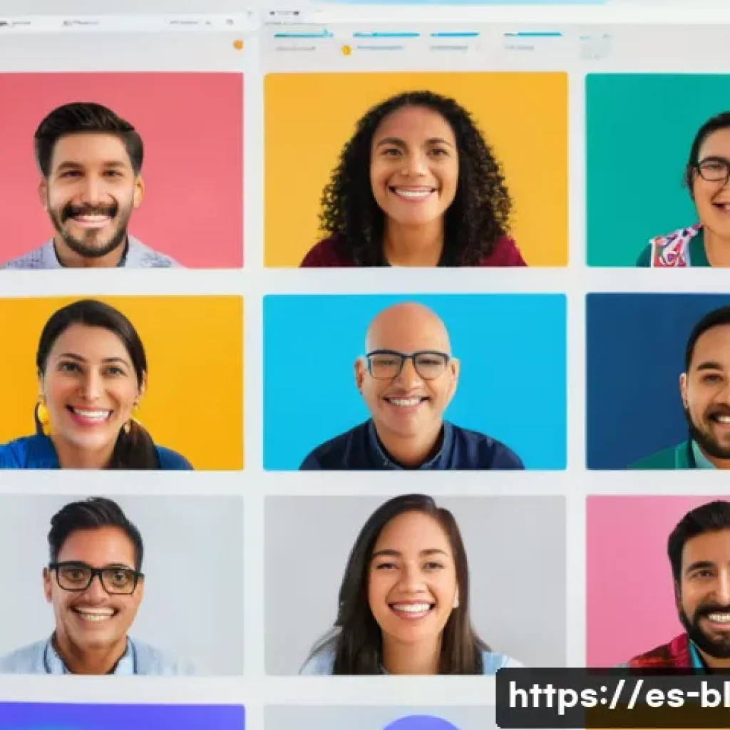 초연결 사회의 인간 중심 접근법 - A diverse group of Latin American adults engaged in a warm virtual meeting, displayed on computer sc...