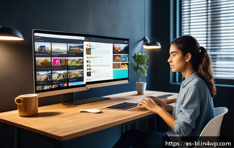 AI의 편향성과 초연결 사회 - A modern digital workspace scene featuring a young Spanish woman in casual attire, sitting at a desk...